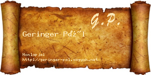 Geringer Pál névjegykártya